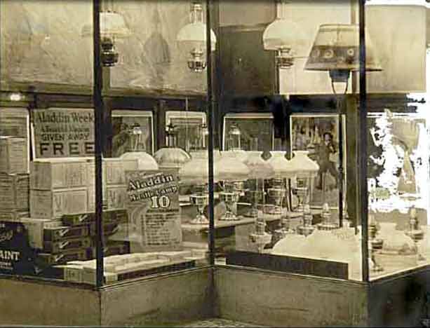 Photo of Store Window Display of Aladdin Model 12 Lamps; Circa 1929