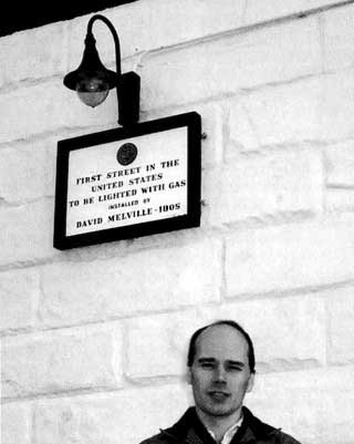 Photo of the author at the site of David Melvilles house in Newport, RI