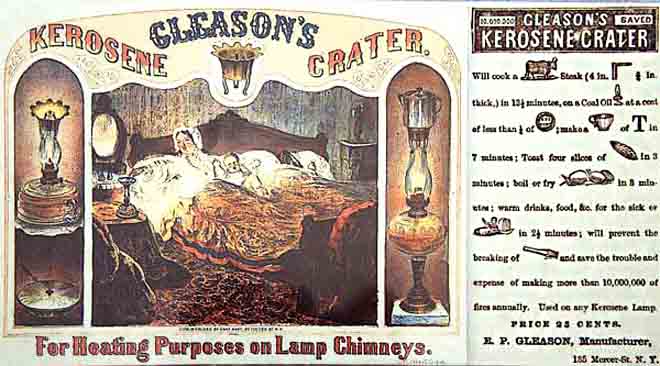 Ad for Gleason's Crater Chimney Top Heating Attachment