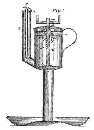 Patent drawing, No. 11497, Aug. 8, 1854, Smith & Stonesifer (Lard Lamp)