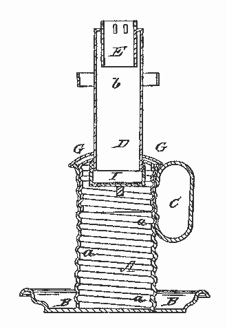 Patent drawing, No. 33084, Aug. 20, 1861, Hassenpflug (Lard Lamp)