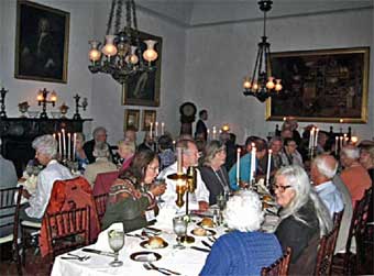 Photo showing Rushlight dinner in Hyde Hall dining room and Argand chandeliers